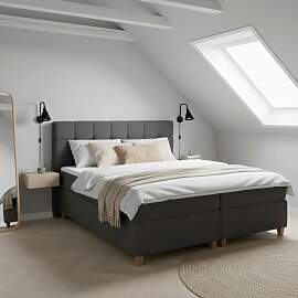 Boxspringbett Jerry Grau ca. 180x200 cm mit Topper