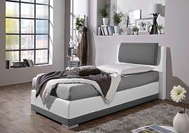 Boxspringbett MAINTAL, grau (grau, weiß), B:112cm 