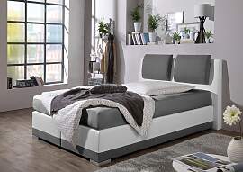Boxspringbett MAINTAL, grau (grau, weiß), B:212cm 
