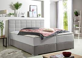 Boxspringbett MAINTAL, grau (hellgrau), L:210cm,