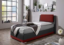 Boxspringbett MAINTAL, rot (rot, schwarz), B:112cm 