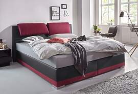 Boxspringbett MAINTAL, rot (rot, schwarz), B:212cm 