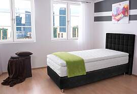 Boxspringbett, schwarz, B:135cm L:210cm,