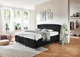 Boxspringbett, schwarz (mikrovelours schwarz),