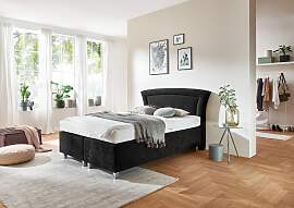 Boxspringbett, schwarz (mikrovelours schwarz),