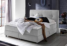 Boxspringbett "Tilo", grau (hellgrau),