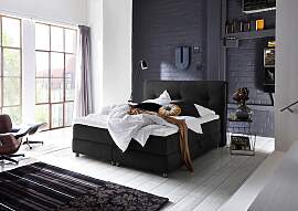 Boxspringbett "Tilo", schwarz, B:174cm