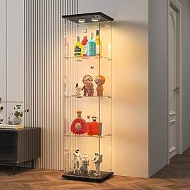 BPKADHY Glasvitrine Standvitrine mit LED,Modern