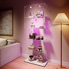 BPKADHY Glasvitrine Standvitrine mit LED,Modern