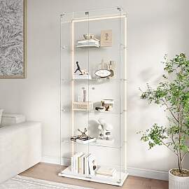 BPKADHY Glasvitrine Standvitrine mit LED,Modern
