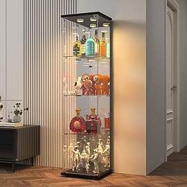 BPKADHY Glasvitrine Standvitrine mit LED,Modern