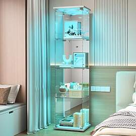 BPKADHY Glasvitrine Standvitrine mit LED,Modern