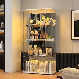 BPKADHY Glasvitrine Standvitrine mit LED,Modern