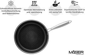 Bratpfanne 28 cm, Edelstahl Hestia Keramik