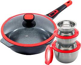 Bratpfanne KING "Click-Grip", rot,