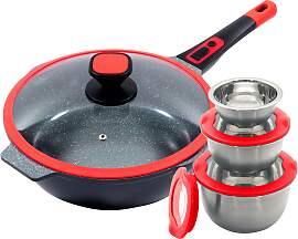 Bratpfanne KING "Click-Grip", rot,