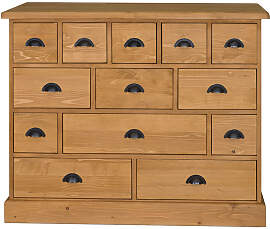 Braune Apothekerkommode in Landhausoptik