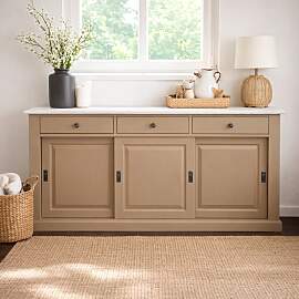 Braunes Landhaus Sideboard mit Schiebetüren -