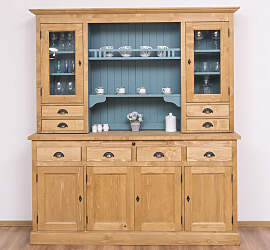 Breiter Buffetschrank im Landhausstil - braun, blau