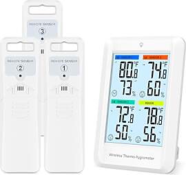 Brifit Thermometer Hygrometer mit 3 Sensoren,