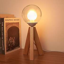 BrightArk Nachttischlampe Tischlampe Holz Dimmbar