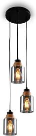 BRILONER – 3-flammige Pendelleuchte, Rauchglas,