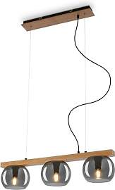 BRILONER – 3-flammige Pendelleuchte, Rauchglas,