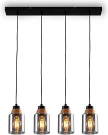BRILONER – 4-flammige Pendelleuchte, Rauchglas,