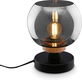 BRILONER – Nachttischlampe, Rauchglas,