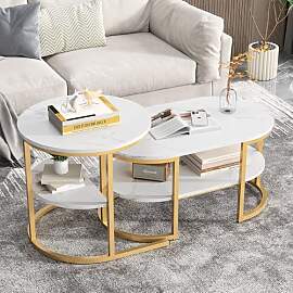 BRILVERDE Couchtisch Rund 2er Set,mit