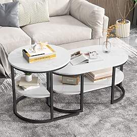 BRILVERDE Couchtisch Rund 2er Set,mit