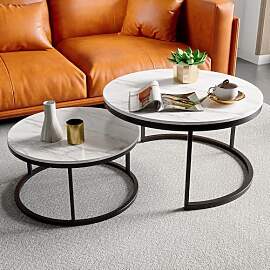 BRILVERDE Couchtisch Rund 2er Set,Wohnzimmertisch