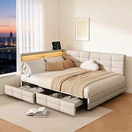 BRILVERDE Polsterbett 140x200 mit Stauraum,