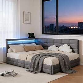 BRILVERDE Polsterbett 140x200 mit Stauraum,