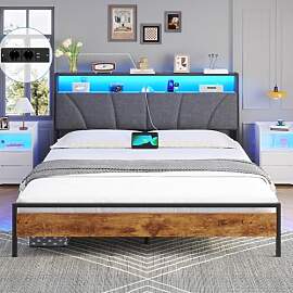 Brinlawb Bett 160x200 cm mit LED Beleuchtung und