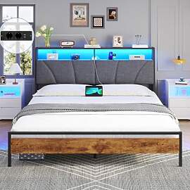 Brinlawb Bett 180x200 cm mit LED Beleuchtung und