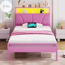 Brinlawb Mädchen Bett 90x200 cm mit LED