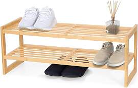 Brixy Schuhregal - 2 Schichten - Bambus Schuhregal 