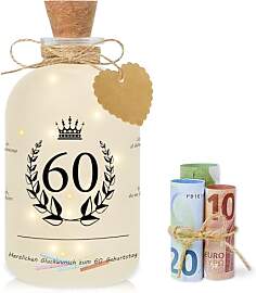 Brmeday 60 Geburtstag Frau Mann LED Flaschenlicht, 