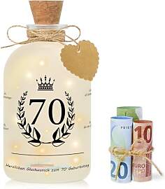 Brmeday 70 Geburtstag Frau Mann LED Flaschenlicht, 