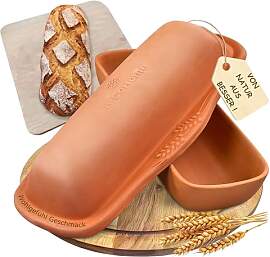 Brotbackform mit Deckel aus Naturton –
