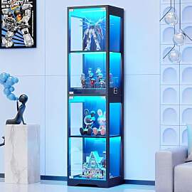 BROTTAR Glasvitrine mit Dreifarbig LED Beleuchtung 