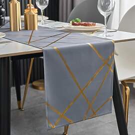 Brylleii Tischläufer Modern Blau Grau Glänzend