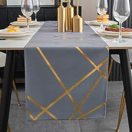 Brylleii Tischläufer Modern Blau Grau Glänzend