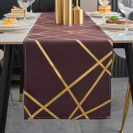 Brylleii Tischläufer Modern Braun Glänzend Gold