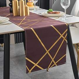 Brylleii Tischläufer Modern Braun Glänzend Gold