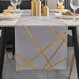 Brylleii Tischläufer Modern Grau Glänzend Gold
