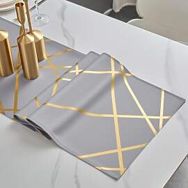Brylleii Tischläufer Modern Grau Glänzend Gold