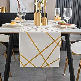 Brylleii Tischläufer Modern Weiß Glänzend Gold