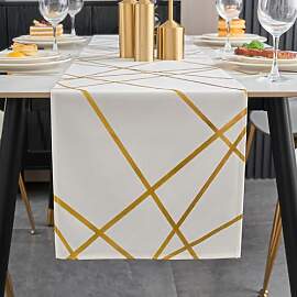 Brylleii Tischläufer Modern Weiß Glänzend Gold